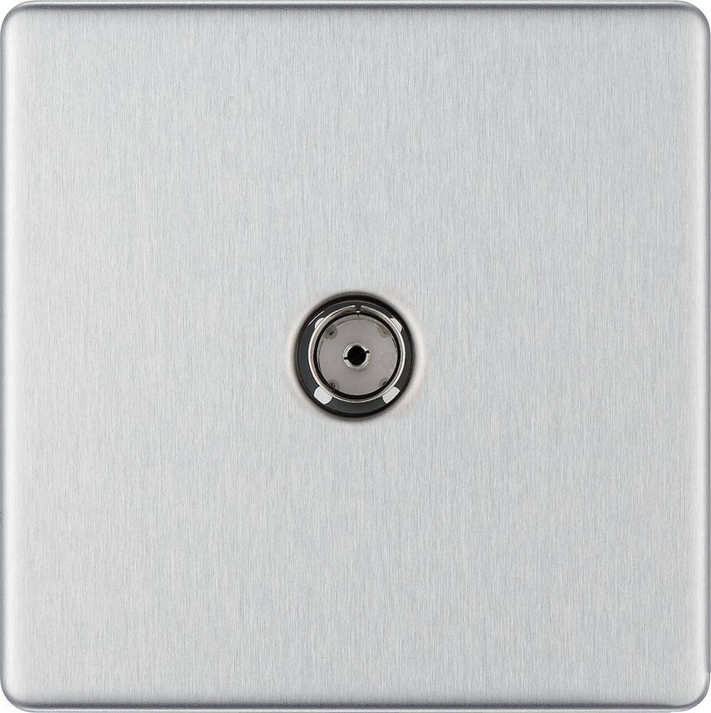 BG Screwless Brushed Steel TV Socket FBS60 - The Switch Depot