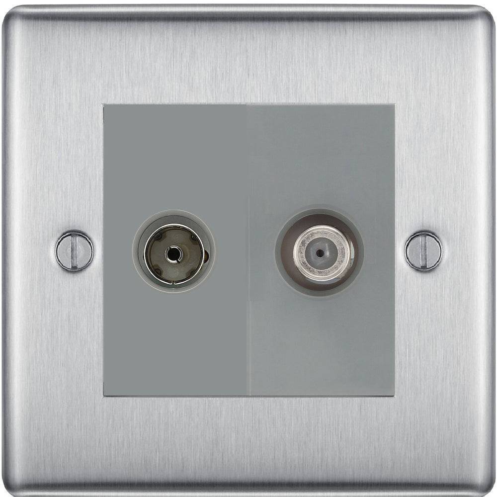 Nexus Metal Brushed Steel TV and Satellite Socket NBS65G - The Switch Depot