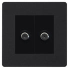 Evolve Polycarbonate Matt Black Double Satellite Socket PCDMB612B - The Switch Depot