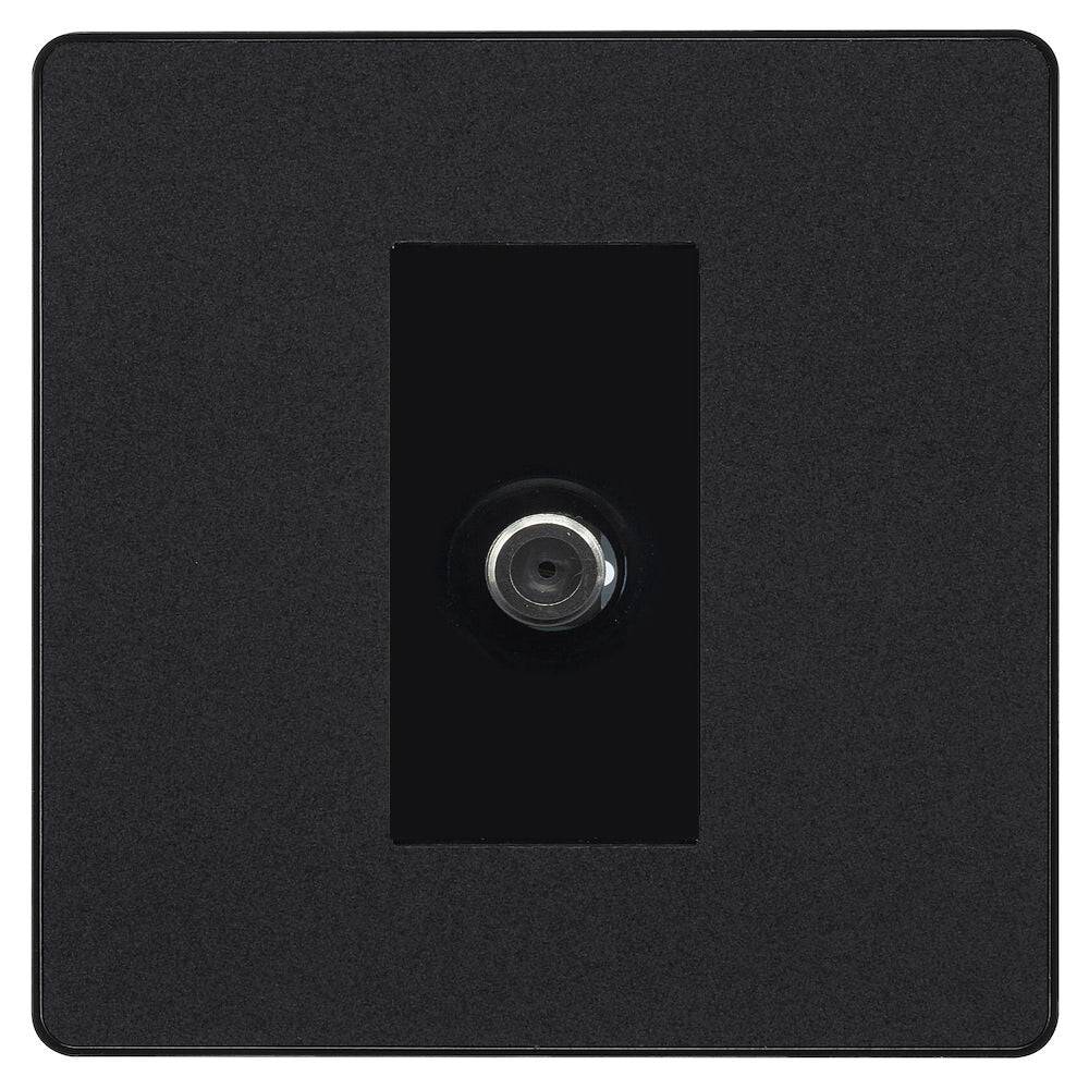 Evolve Polycarbonate Matt Black Satellite Socket PCDMB61B - The Switch Depot