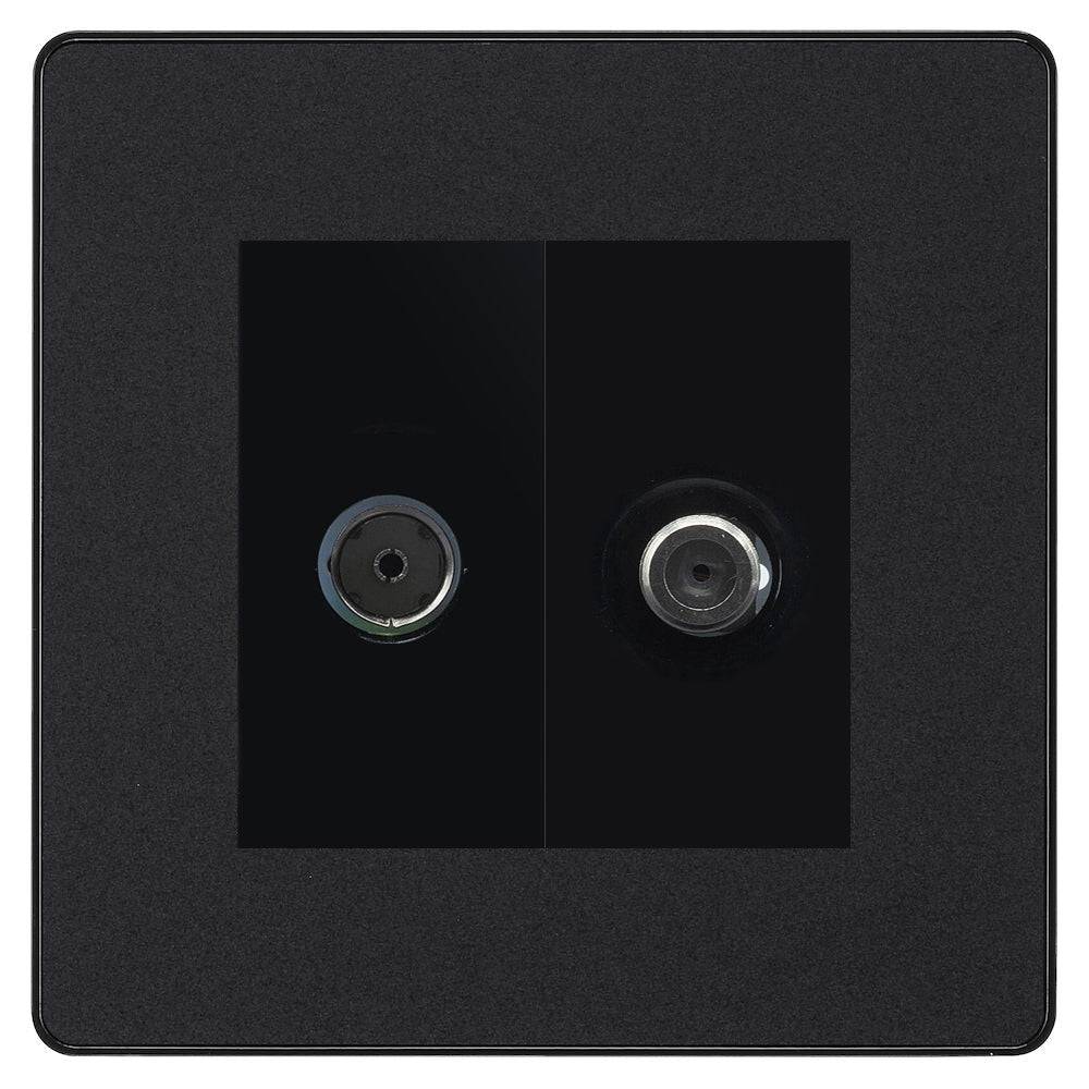 Evolve Polycarbonate Matt Black TV and Satellite Socket PCDMBTVSATB - The Switch Depot