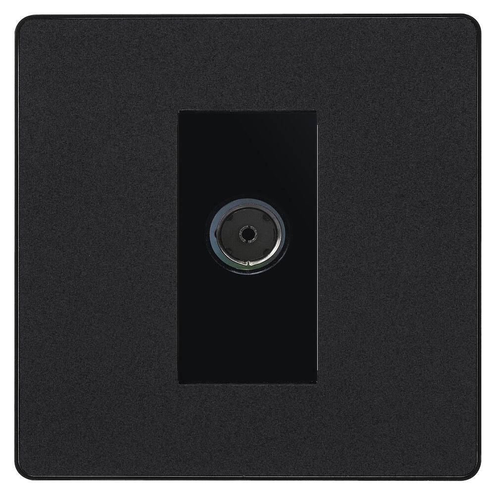 Evolve Polycarbonate Matt Black TV Socket PCDMB60B - The Switch Depot