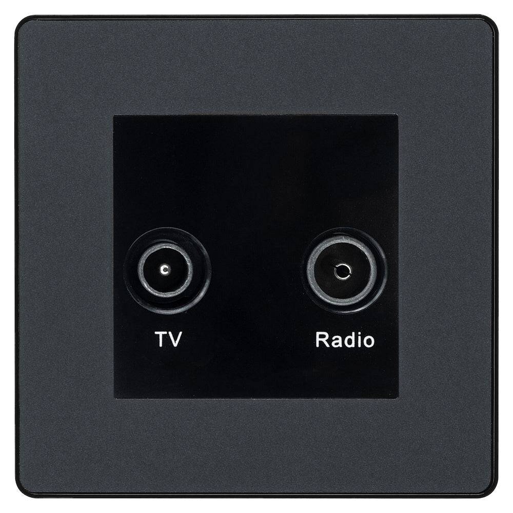 Evolve Polycarbonate Matt Grey Diplex TV Socket PCDMGTVFMB - The Switch Depot