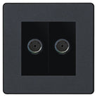 Evolve Polycarbonate Matt Grey Double TV Socket PCDMG602B - The Switch Depot