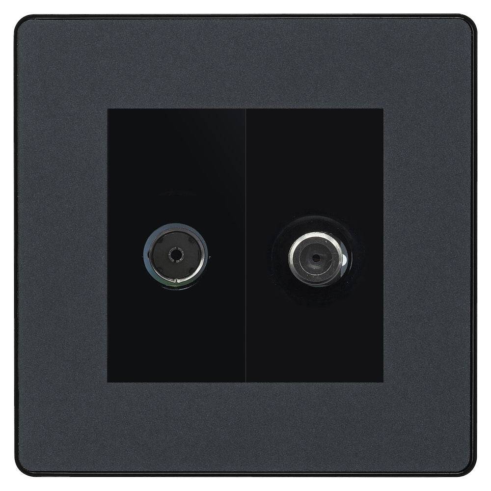 Evolve Polycarbonate Matt Grey TV and Satellite Socket PCDMGTVSATB - The Switch Depot
