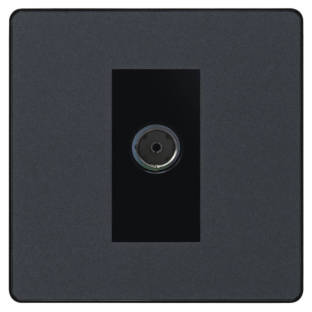 Evolve Polycarbonate Matt Grey TV Socket PCDMG60B - The Switch Depot