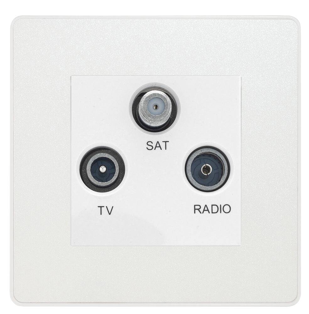 BG Evolve Polycarbonate Pearlescent White Triplex Combination TV Socket ...
