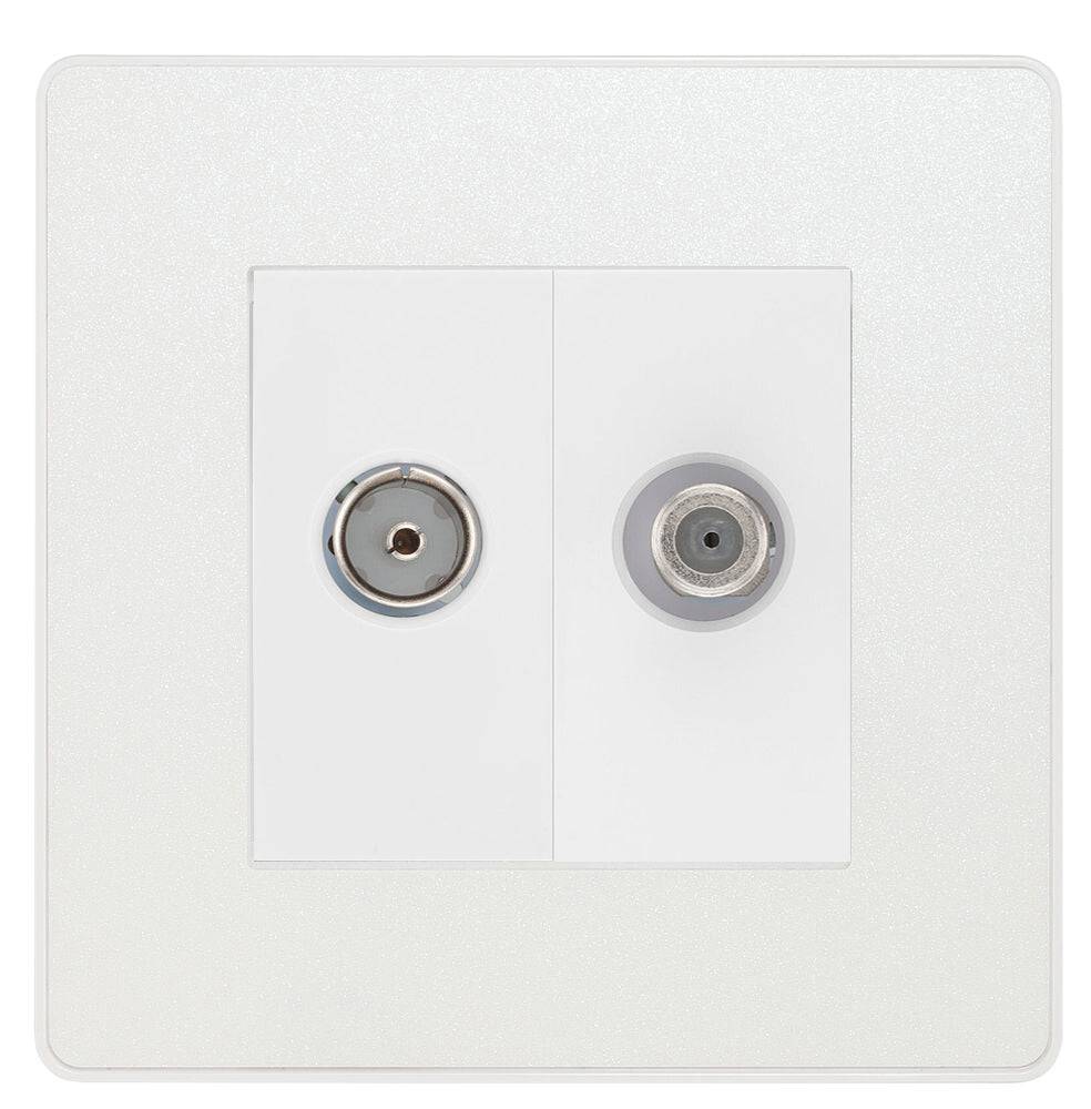 Evolve Polycarbonate Pearlescent White TV and Satellite Socket PCDCLTVSATW - The Switch Depot