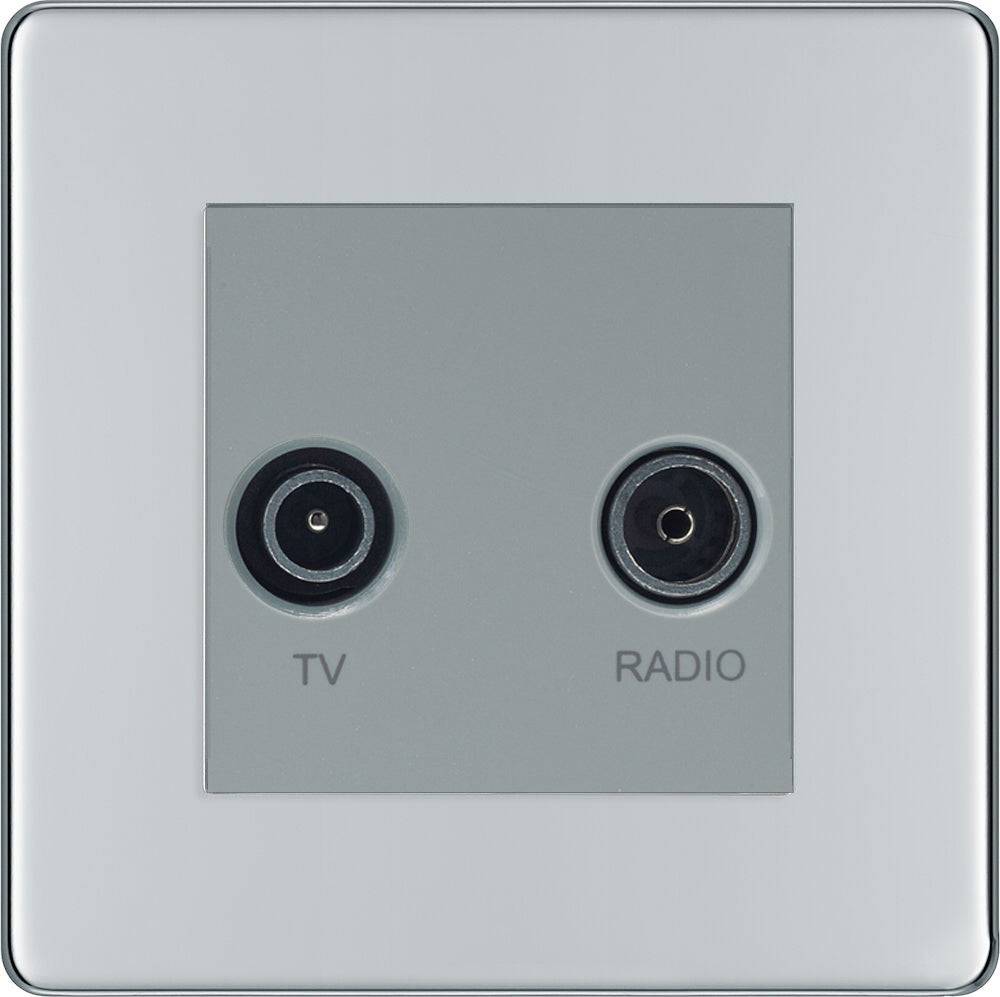 BG Screwless Polished Chrome Diplex TV Socket FPC66G - The Switch Depot