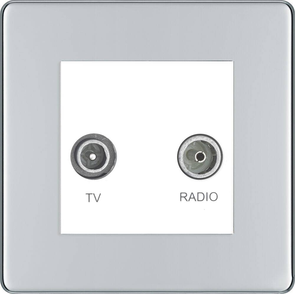 BG Screwless Polished Chrome Diplex TV Socket FPC66W - The Switch Depot