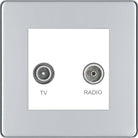 BG Screwless Polished Chrome Diplex TV Socket FPC66W - The Switch Depot