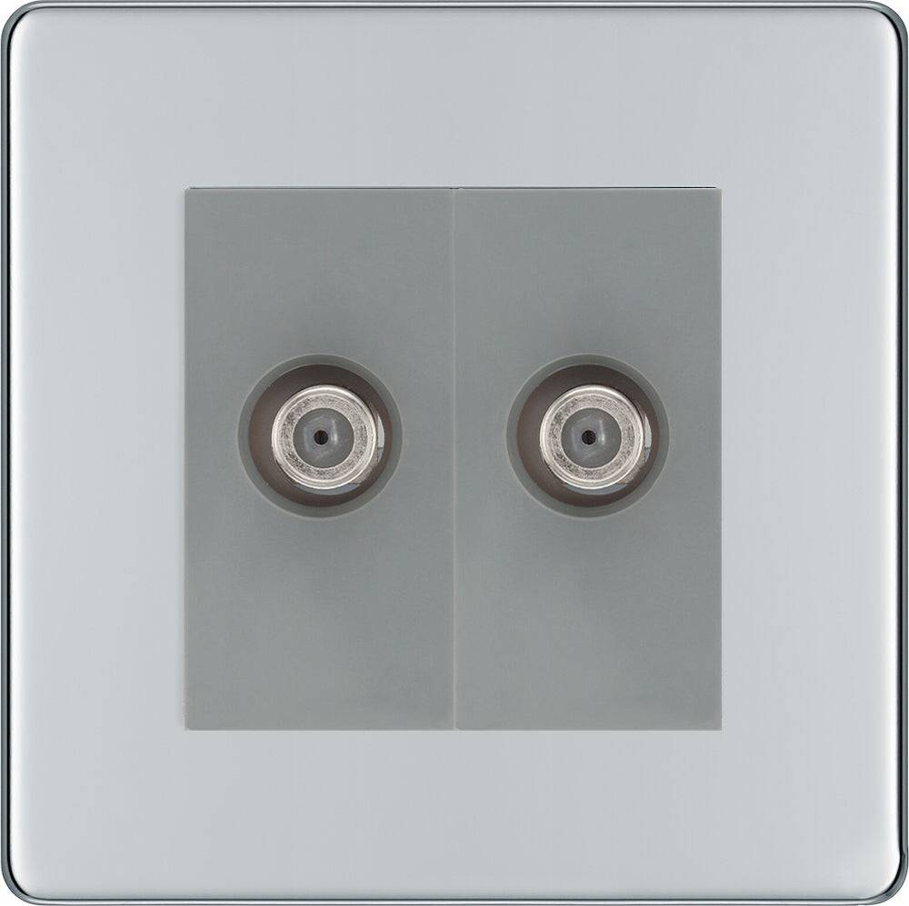 BG Screwless Polished Chrome Double Satellite Socket FPC642G - The Switch Depot