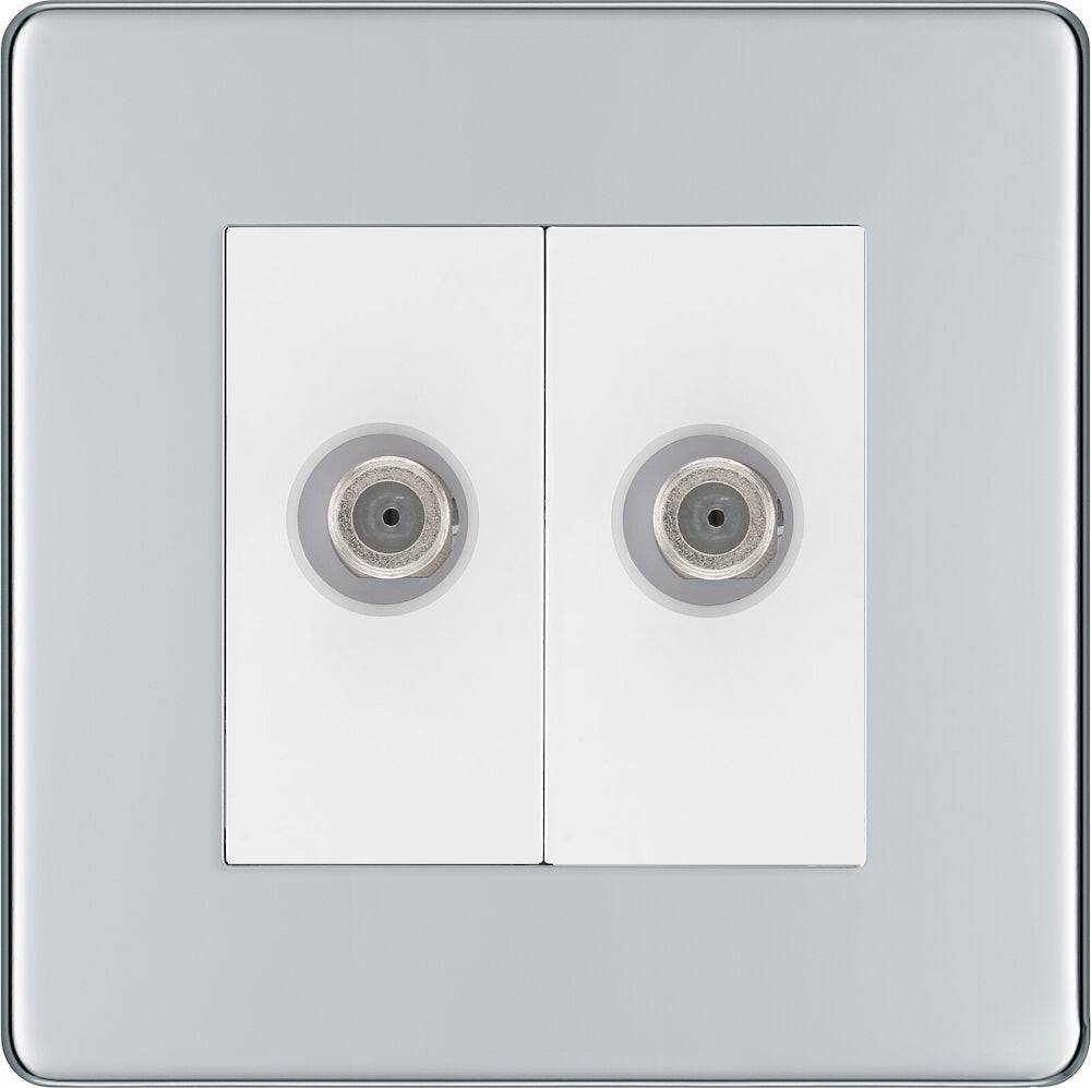 BG Screwless Polished Chrome Double Satellite Socket FPC642W - The Switch Depot