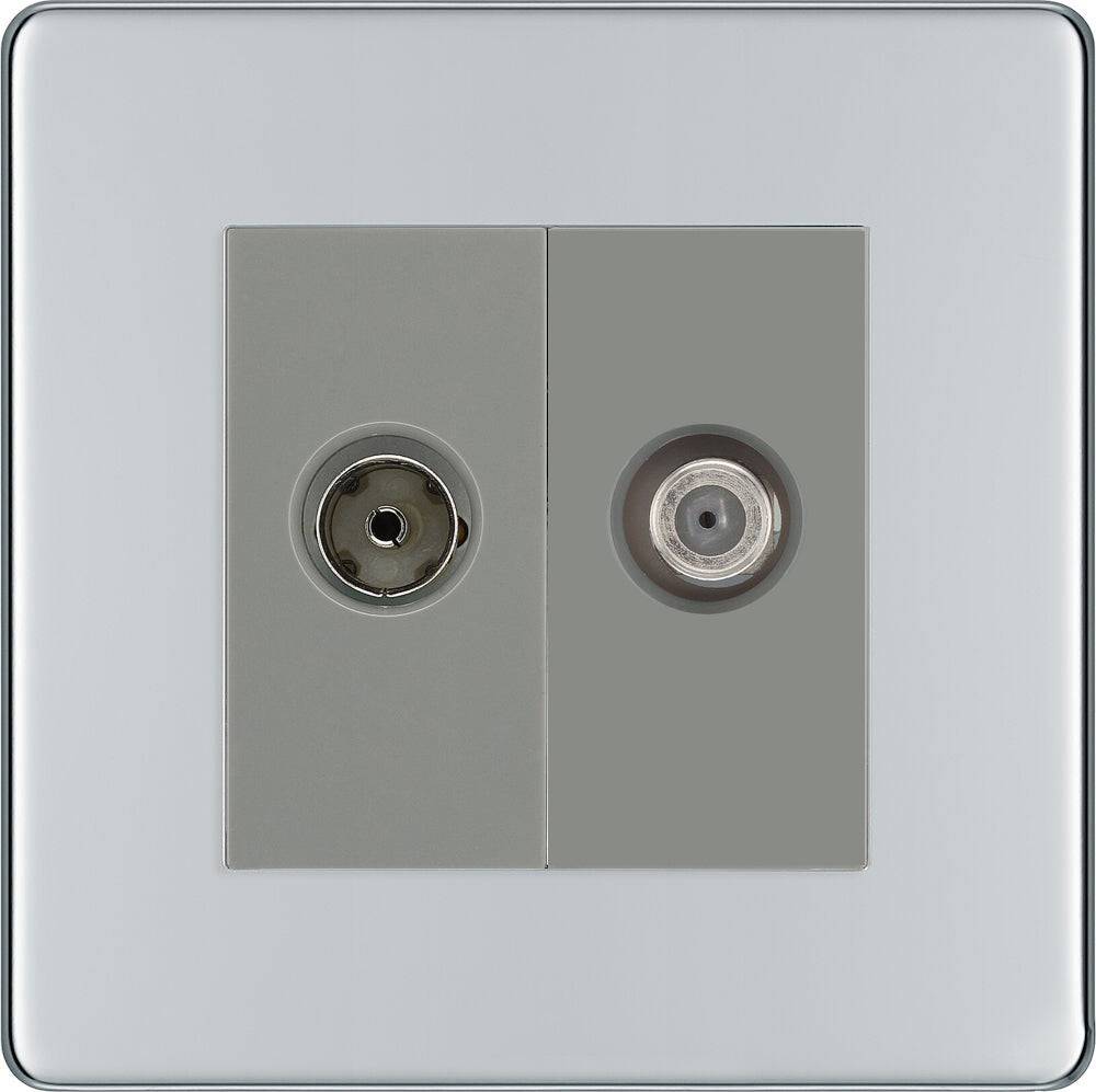 BG Screwless Polished Chrome TV and Satellite Socket FPC65G - The Switch Depot