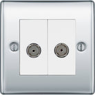Nexus Metal Polished Chrome Diplex TV Socket NPC66W - The Switch Depot