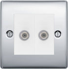 Nexus Metal Polished Chrome Double Satellite Socket NPC642W - The Switch Depot