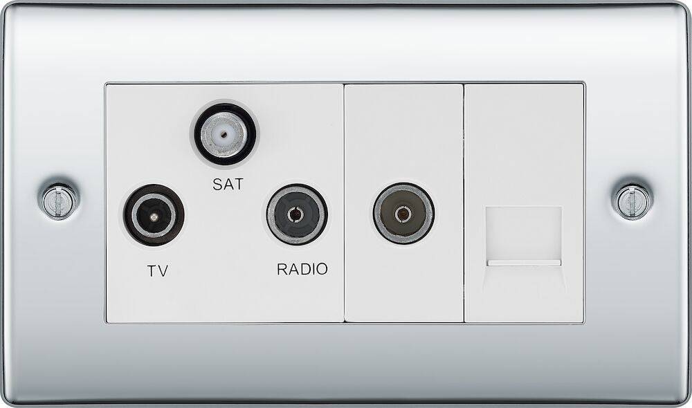 Triplex Usb Socket Nexus Metal Polished Chrome Triplex Combination TV Socket NPC68W | The ...