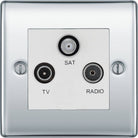 Nexus Metal Polished Chrome Triplex TV Socket NPC67W - The Switch Depot