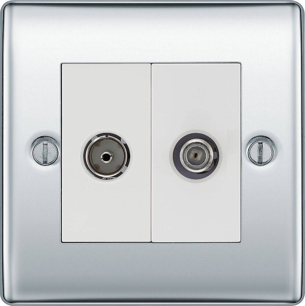 Nexus Metal Polished Chrome TV and Satellite Socket NPC65W - The Switch Depot
