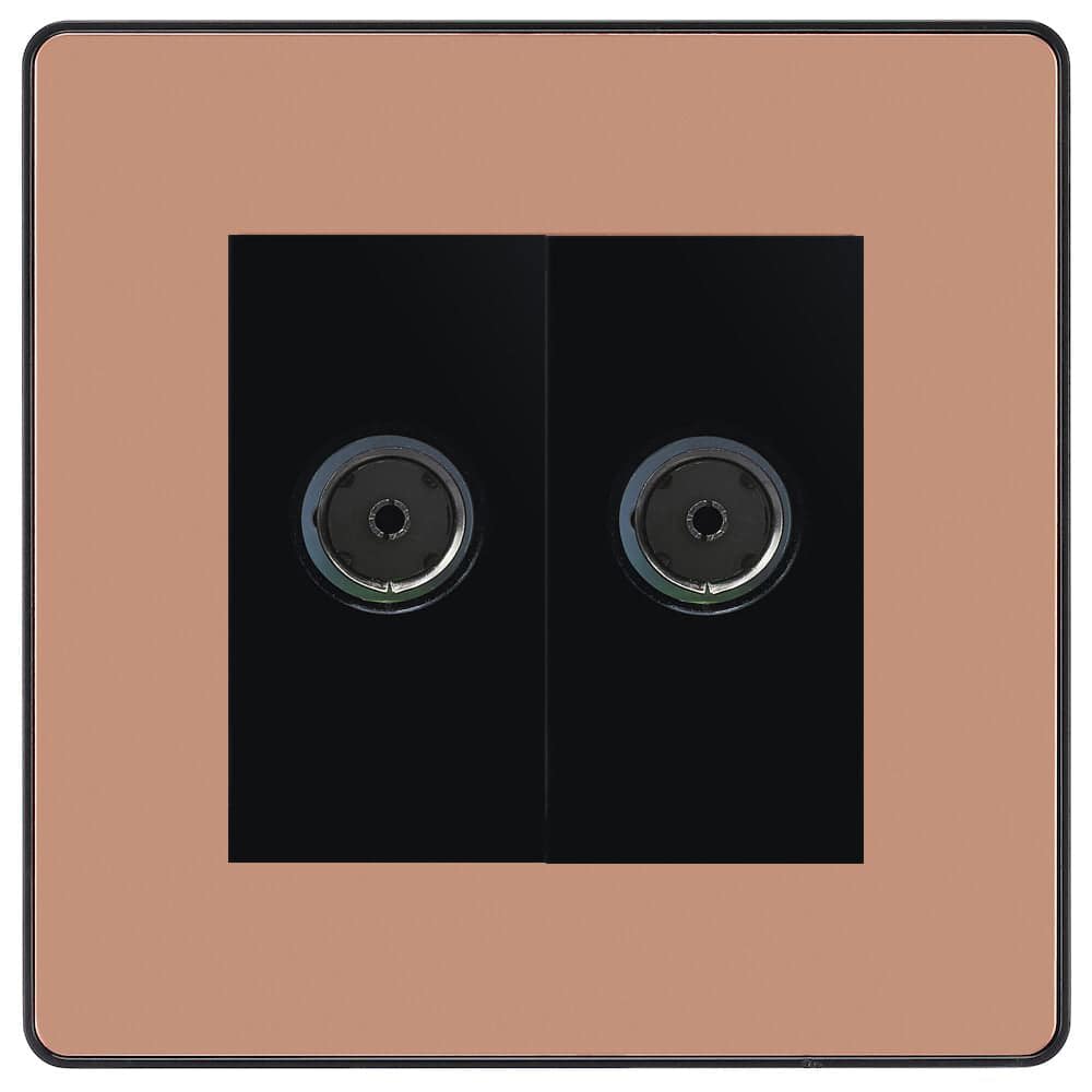 Evolve Polycarbonate Polished Copper Double TV Socket PCDCP602B - The Switch Depot