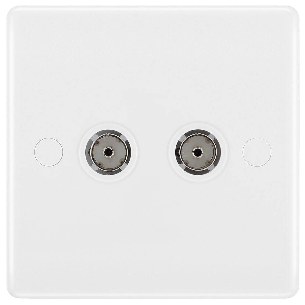 BG Moulded White PVC Double TV Socket 861 - The Switch Depot