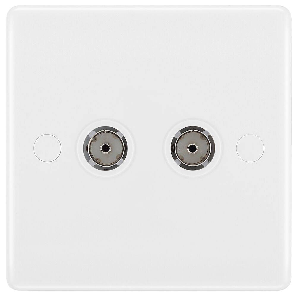 BG Moulded White PVC Double TV Socket 861 - The Switch Depot