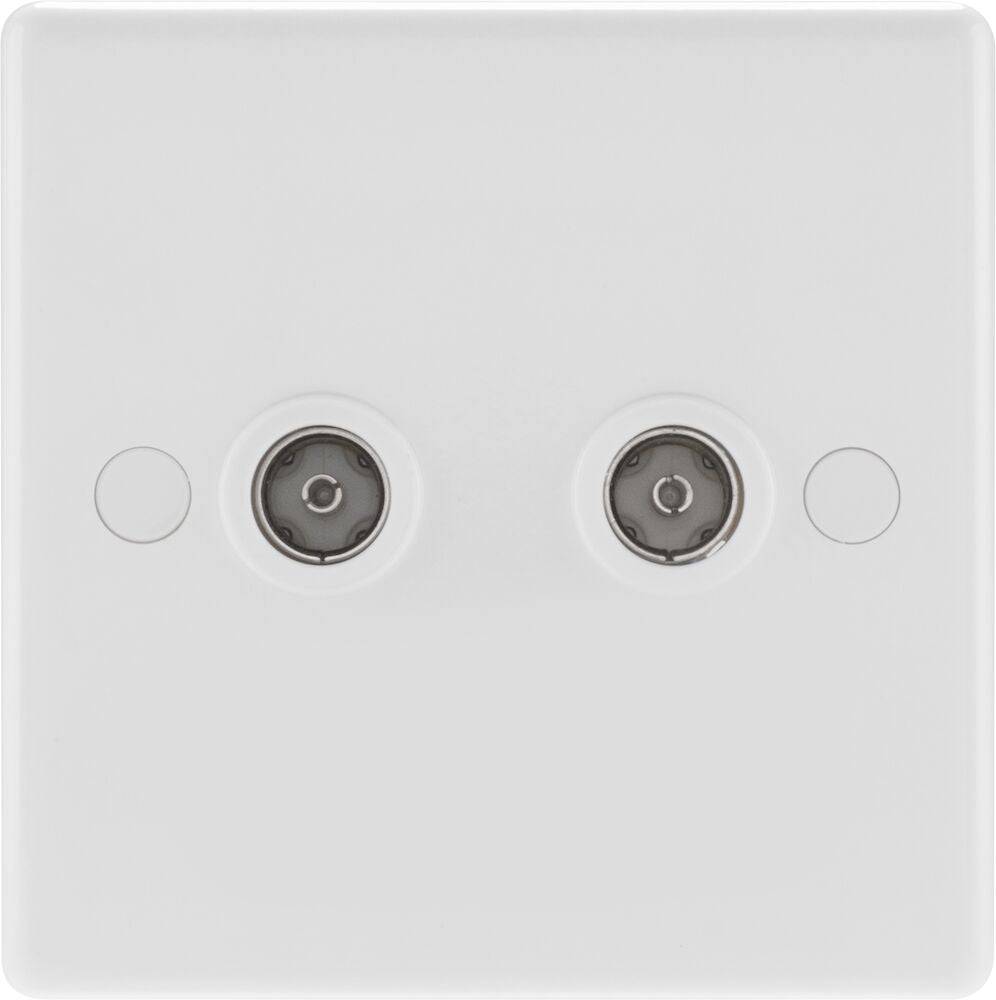 BG Moulded White PVC Isolated Double TV Socket 863 - The Switch Depot