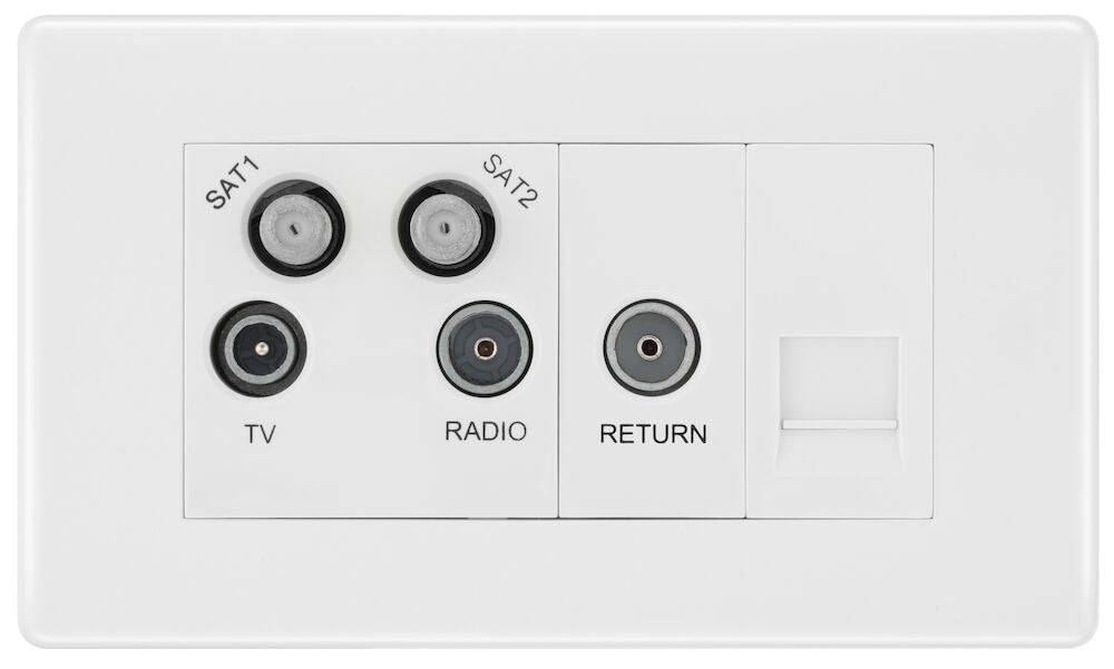 BG Moulded White PVC Quadplex Combination TV Socket 869 - The Switch Depot