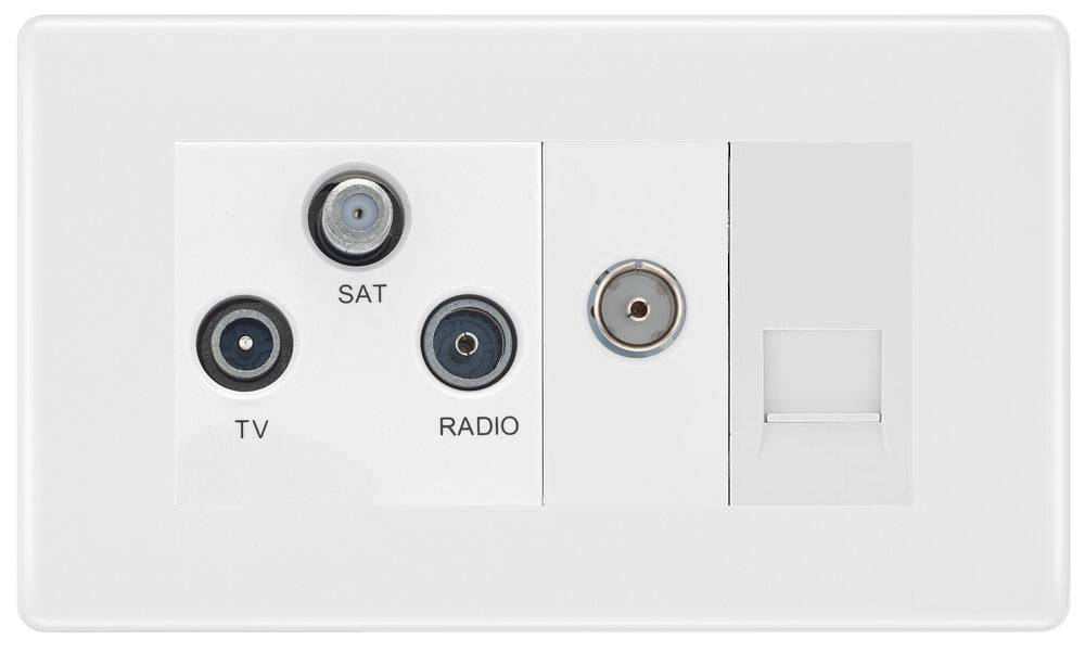 BG Moulded White PVC Triplex Combination TV Socket 868 - The Switch Depot