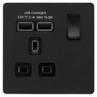 Evolve Polycarbonate Matt Black Single USB Socket PCDMB21U2B - The Switch Depot