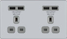 BG Screwless Polished Chrome Double Unswitched USB Socket FPC24U44G - The Switch Depot