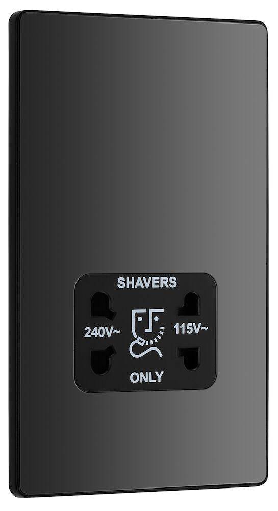 Evolve Polycarbonate Black Chrome Shaver Socket PCDBC20B - The Switch Depot