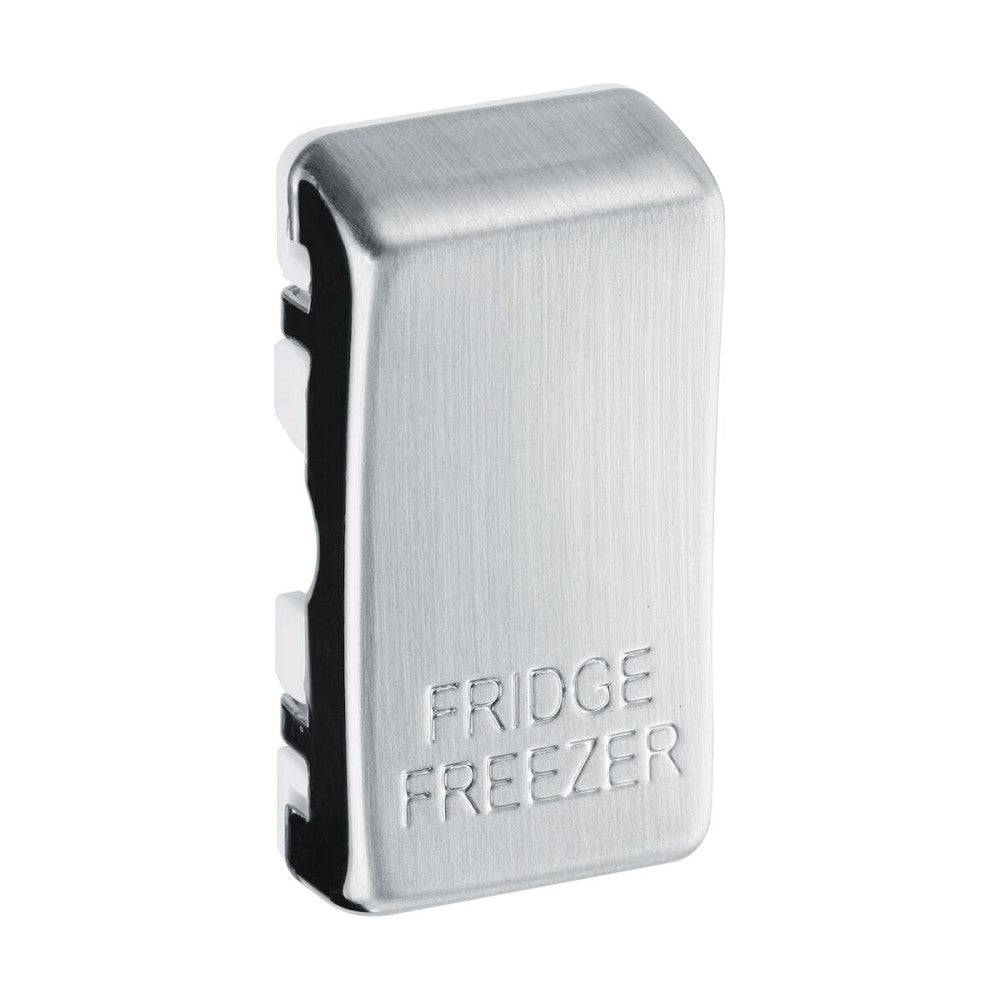 BG Grid Brushed Steel Engraved 'Fridge Freezer' Rocker RRFFBS Available from RS Electrical Supplies