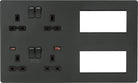 Knightsbridge Screwless Anthracite Double Socket Combination Plate SFR998AT - The Switch Depot