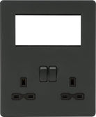 Knightsbridge Screwless Anthracite Double Socket with 4G Euro Plate SFR194AT - The Switch Depot