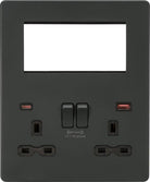 Knightsbridge Screwless Anthracite Double Socket with 4G Euro Plate SFR994AT - The Switch Depot