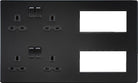Knightsbridge Screwless Matt Black Double Socket Combination Plate SFR298MBB - The Switch Depot