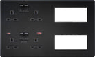 Knightsbridge Screwless Matt Black Double Socket Combination Plate SFR998MBB - The Switch Depot