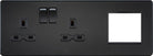 Knightsbridge Screwless Matt Black Double Socket with 2G Euro Plate SFR192LMBB - The Switch Depot