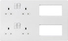Knightsbridge Screwless Matt White Double Socket Combination Plate SFR298MW - The Switch Depot