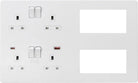 Knightsbridge Screwless Matt White Double Socket Combination Plate SFR998MW - The Switch Depot