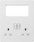 Knightsbridge Screwless Matt White Double Socket with 4G Euro Plate SFR194MW - The Switch Depot