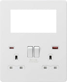 Knightsbridge Screwless Matt White Double Socket with 4G Euro Plate SFR994MW - The Switch Depot