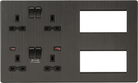 Knightsbridge Screwless Smoked Bronze Double Socket Combination Plate SFR998SB - The Switch Depot