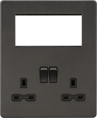 Knightsbridge Screwless Smoked Bronze Double Socket with 4G Euro Plate SFR194SB - The Switch Depot