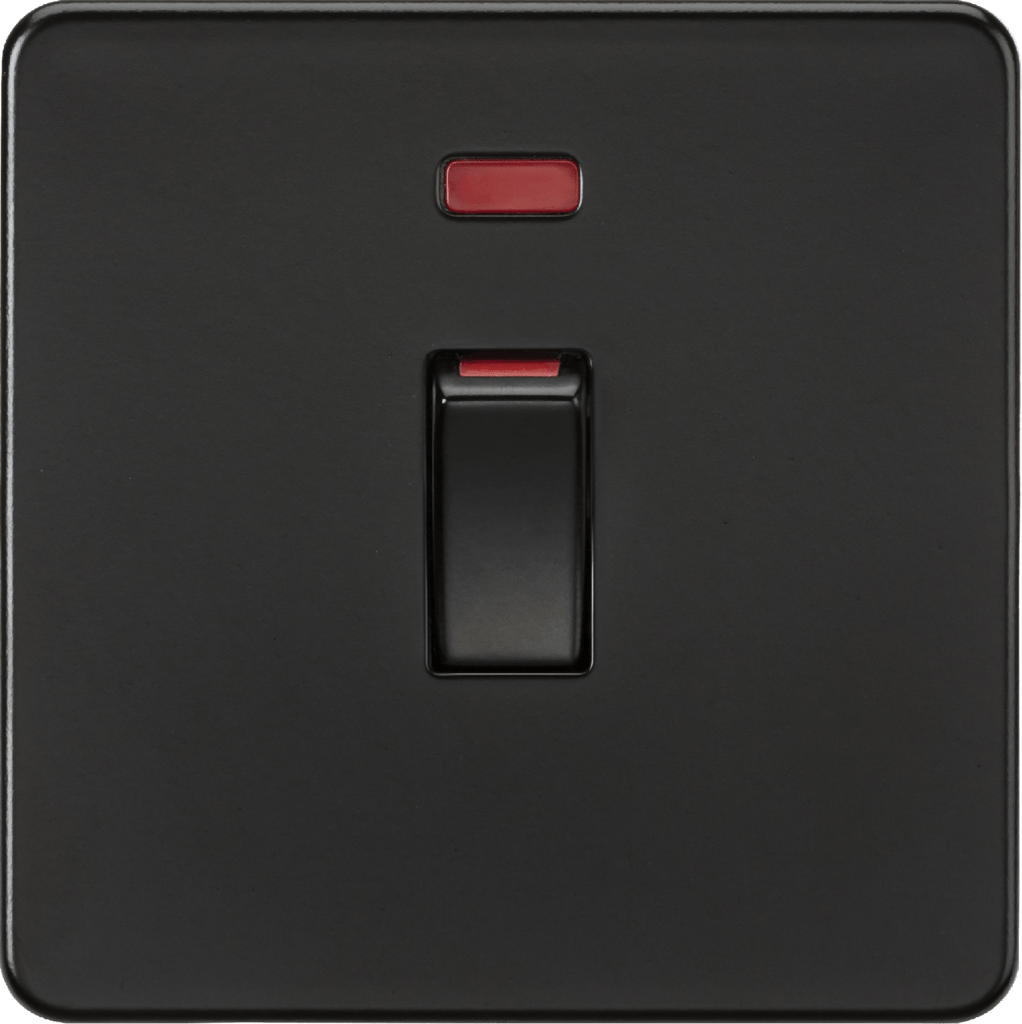 Knightsbridge Screwless Matt Black 45A Cooker Switch with Neon SF81MNMBB - The Switch Depot