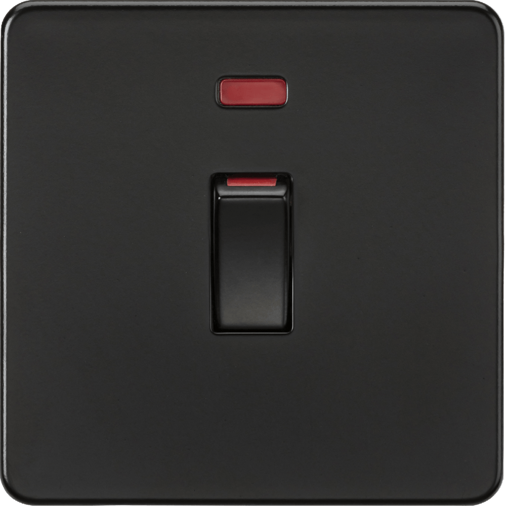 Knightsbridge Screwless Matt Black 45A Cooker Switch with Neon SF81MNMBB - The Switch Depot