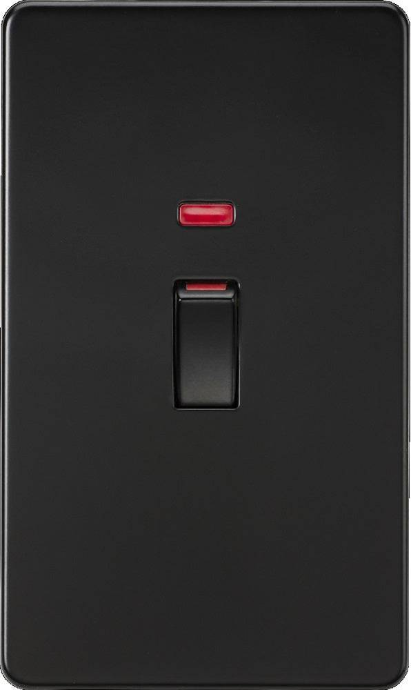 Knightsbridge Screwless Matt Black 45A Cooker Switch with Neon SF82MNMBB - The Switch Depot