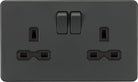 Knightsbridge Screwless Anthracite Double Socket SFR9000AT - The Switch Depot