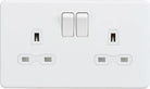 Knightsbridge Screwless Matt White Double Socket SFR9000MW - The Switch Depot